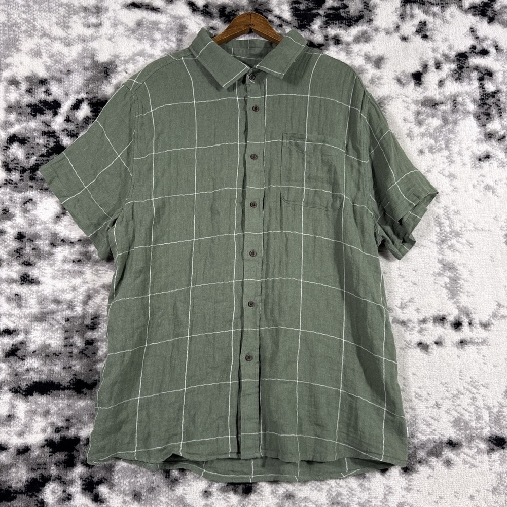 Katin Shirt Mens Size Extra Large Green Cotton Linen Woven Blend Lightweight